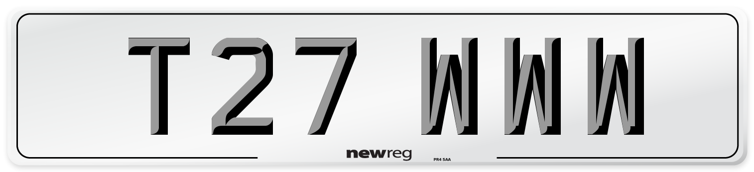 T27 WWW Number Plate from New Reg